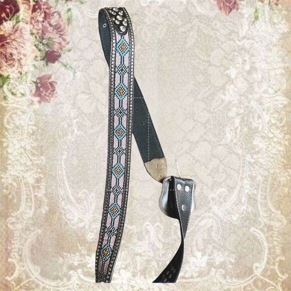 Montana West Womens 36  Western Belt & Buckle Studded Leather w/ Rhinestones main image 9